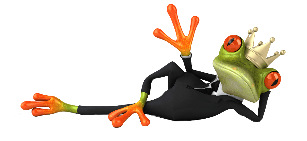 frog in suit with crown